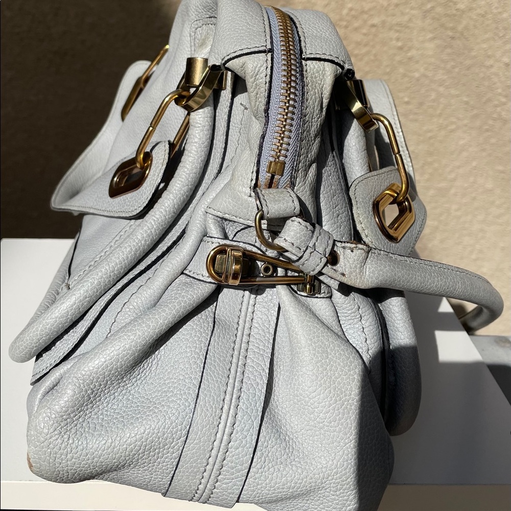Chloe Light Gray Leather Satchel with Gold Hardware - Picture 9 of 10